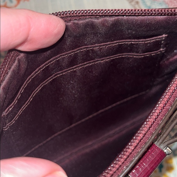 Coach Darcy Bow Burgundy Patent Leather Wristlet - Picture 8 of 12